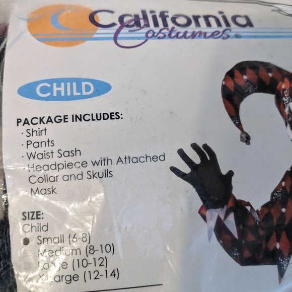 California Costumes Sinister Jester Costume Black Red Size Small 6-8 NEW‎ - Picture 3 of 6